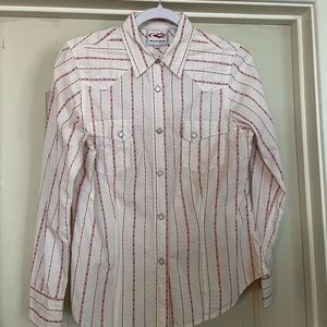 Roper White and Red Snap Shirt Size M